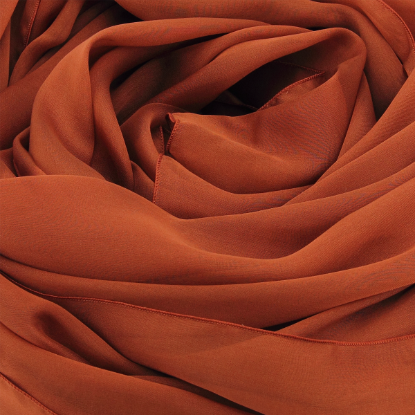 Etole-mariage-mousseline-soie-unie-marron-roux