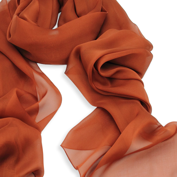 Etole-mariage-mousseline-soie-unie-marron-roux