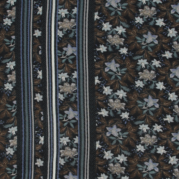 Foulard-chèche-femme-coton-soie-imprimé-noir-Jardin