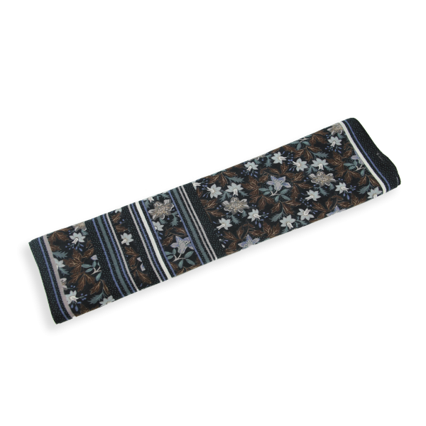 Foulard-chèche-femme-coton-soie-imprimé-noir-Jardin