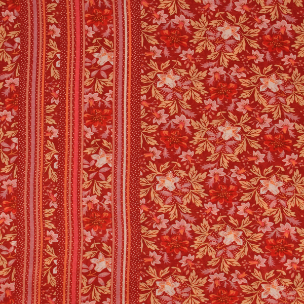 Foulard-chèche-femme-coton-soie-imprimé-rouge-Jardin