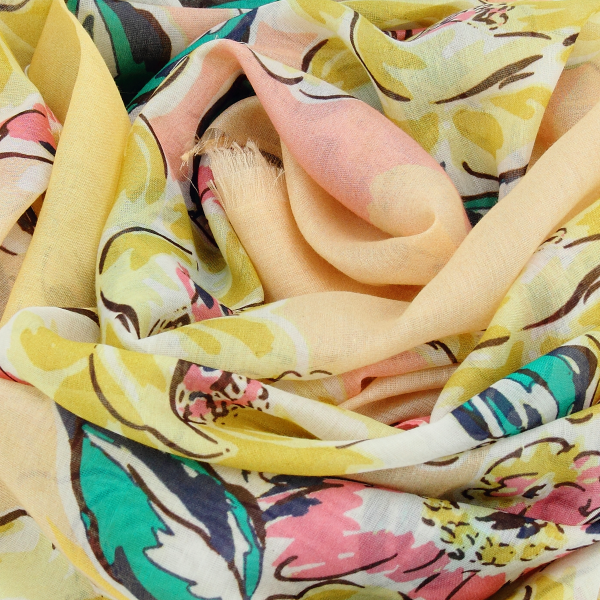 Foulard-femme-imprimé-vanille-coton-soie-bouquet