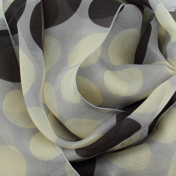 Foulard-soie-femme-imprimée-pois-gris