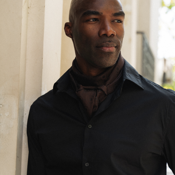 Foulard-homme-soie-chocolat-Denis