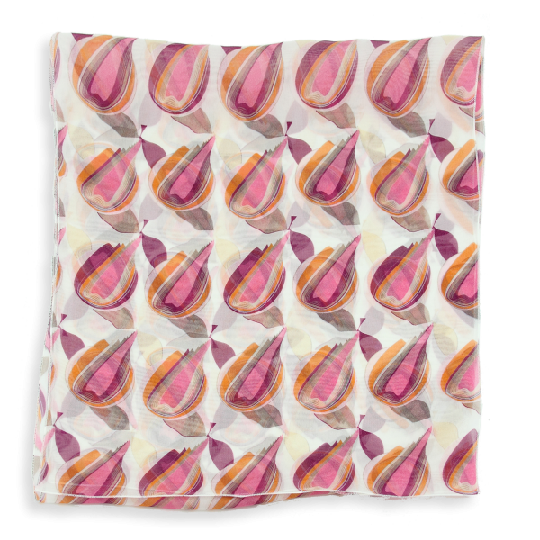 Foulard-femme-blue-soie-imprimée-Disco