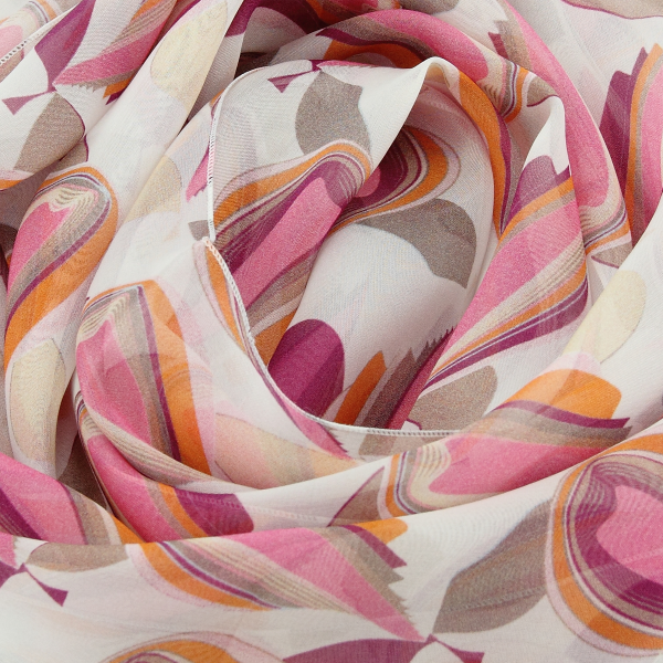 Foulard-femme-blue-soie-imprimée-Disco
