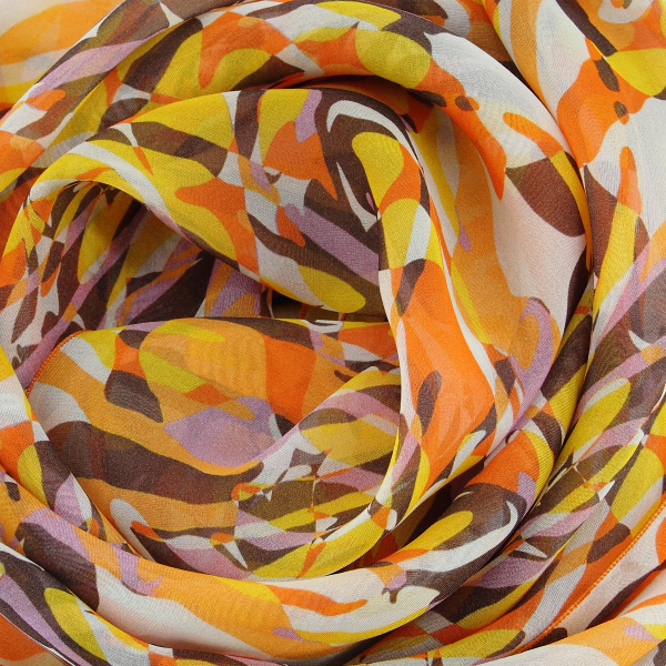 Foulard-femme-soie-jaune-imprimée-fleur-sauvage