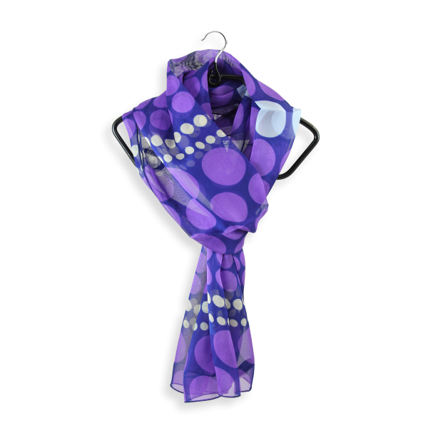 Foulard-soie-femme-imprimée-pois-violet-A