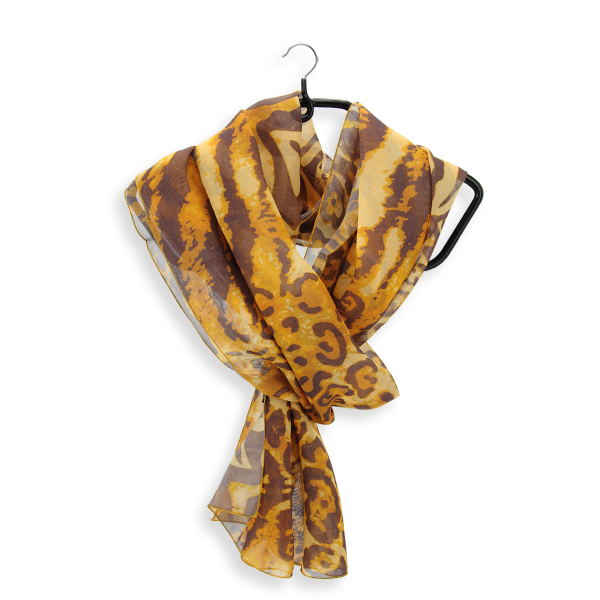 Foulard-femme-jaune or-soie-imprimée-peau de bête