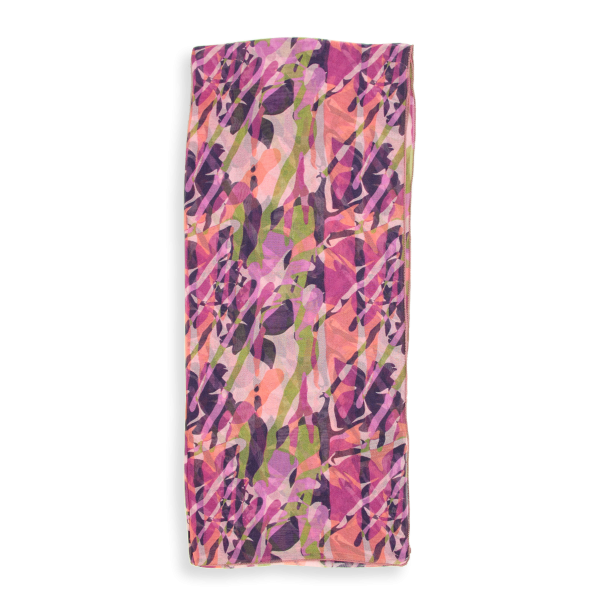 Foulard-femme-soie-imprimée-rose-fleur-sauvage