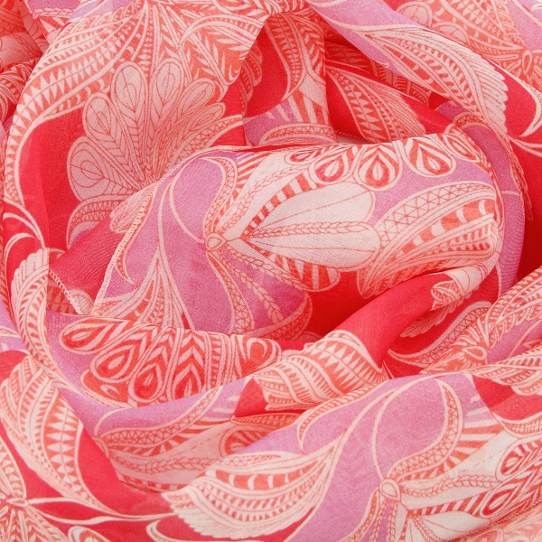 Foulard-rose-femme-soie-imprimée-Palm beach