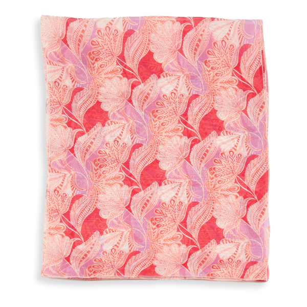 Foulard-rose-femme-soie-imprimée-Palm beach