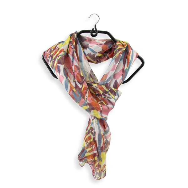 Foulard-femme-soie-imprimée-fleur-sauvage-pêche-jean