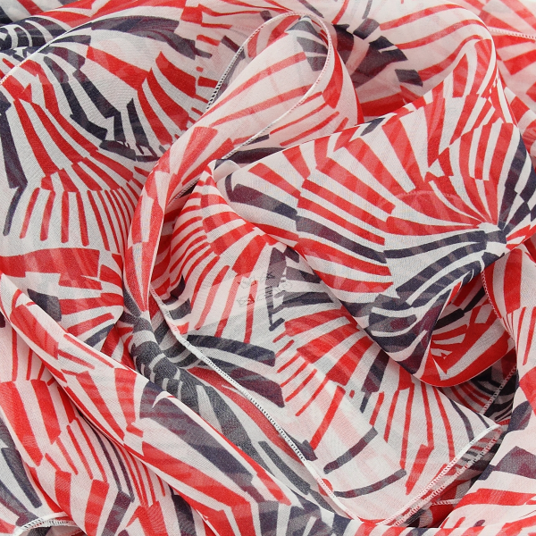 Foulard-femme-soie-imprimée-rouge-marine-Mandala