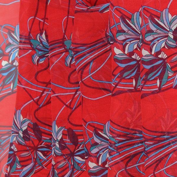 Foulard-rouge-femme-soie-imprimée-ondulation-
