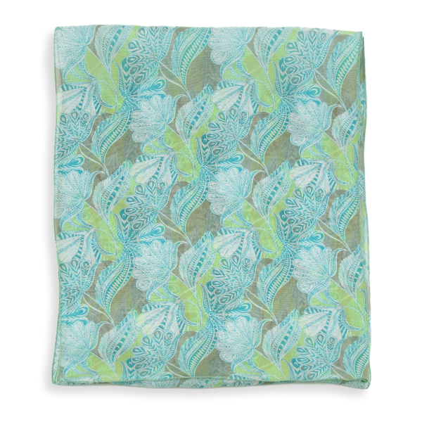 Foulard-vert-femme-soie-imprimée-Palm beach