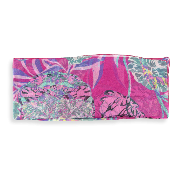 Foulard-femme-soie-imprimée-fleur-rose