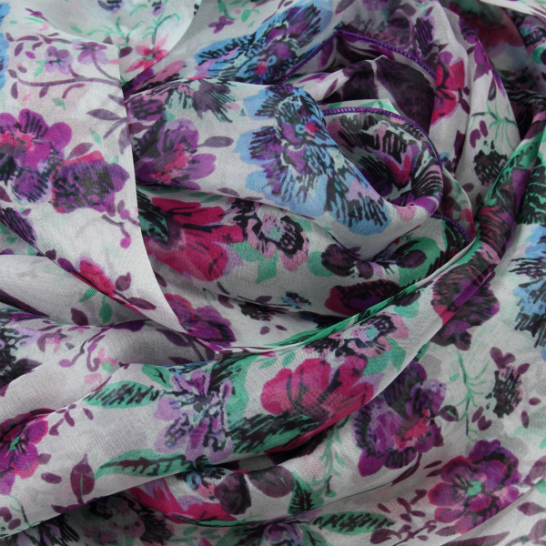 foulard soie rose Fleurs romantiques