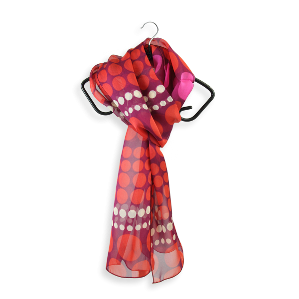 Foulard-soie-femme-imprimée-pois-rouge-A