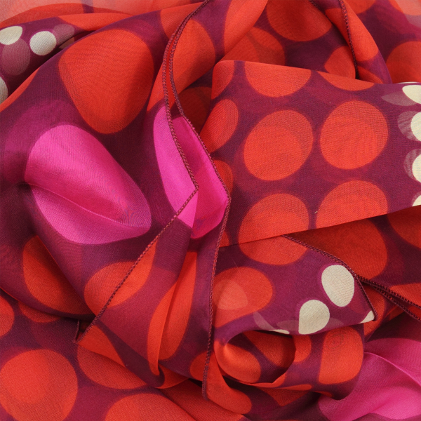 Foulard-soie-femme-imprimée-pois-rouge-A