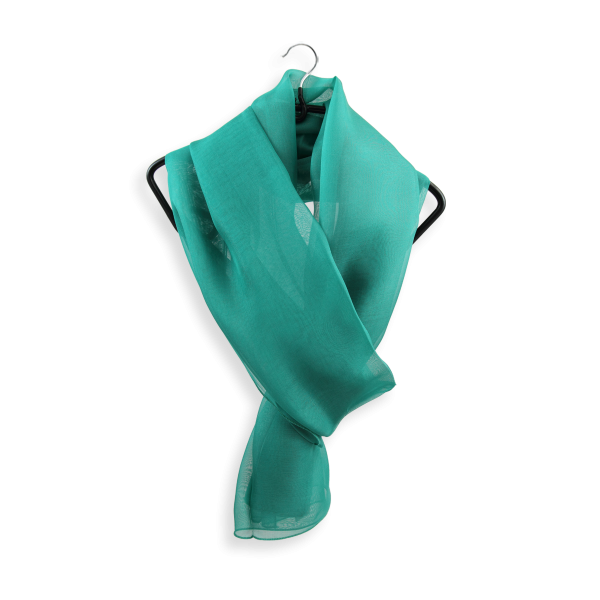 Foulard-femme-soie-mousseline-unie-vert-émeraude