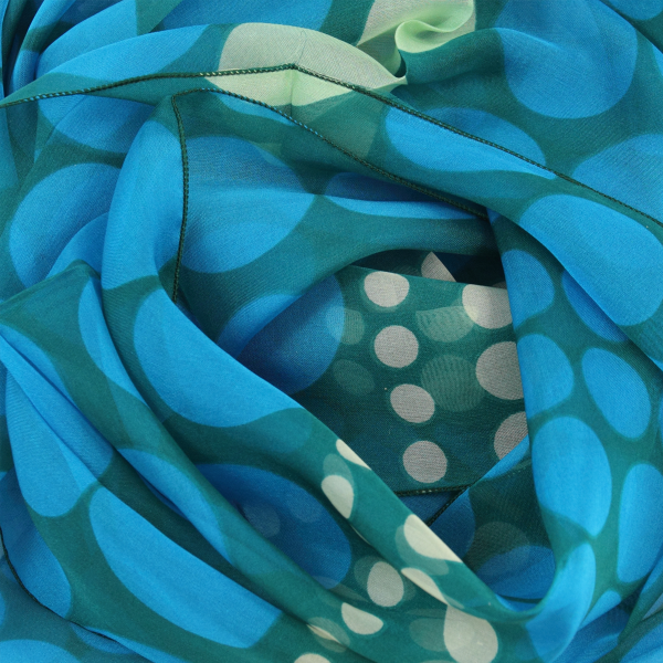 Foulard-soie-femme-imprimée-pois-turquoise-A