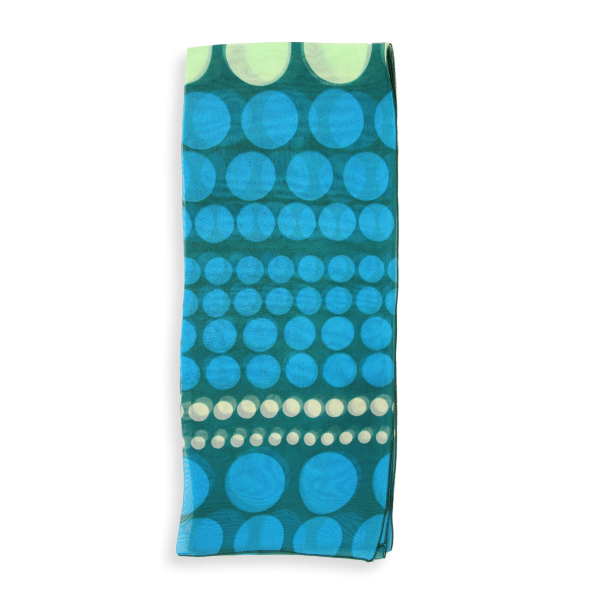 Foulard-soie-femme-imprimée-pois-turquoise-A