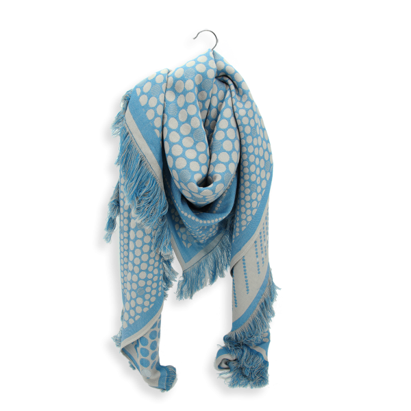 Grand-carre-femme-laine-bleu-Pois
