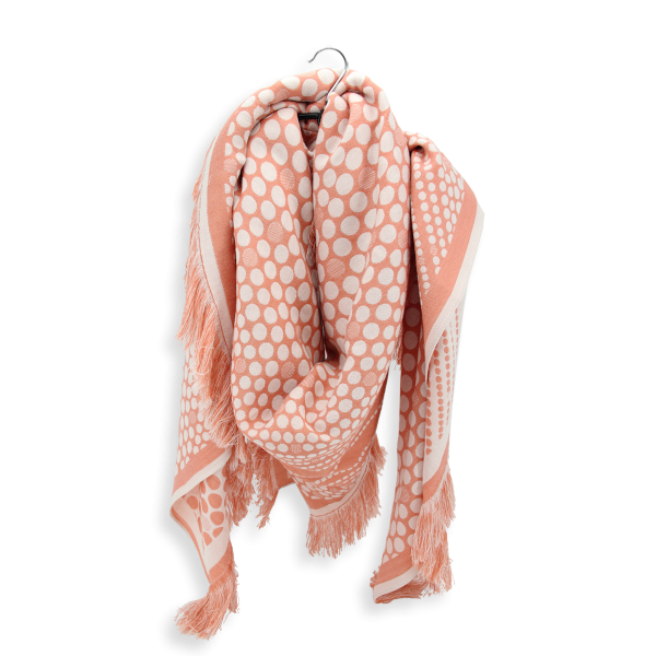 Grand-carre-femme-laine-rose-nude-Pois