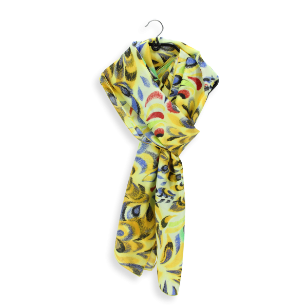 Grand foulard-femme-soie habotai-imprimée-jaune