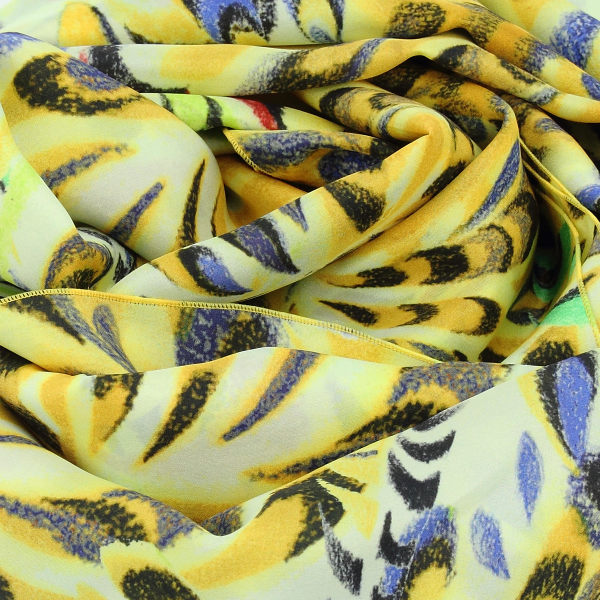 Grand foulard-femme-soie habotai-imprimée-jaune