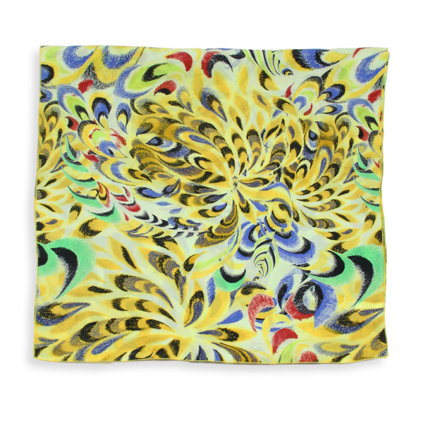 Grand foulard-femme-soie habotai-imprimée-jaune