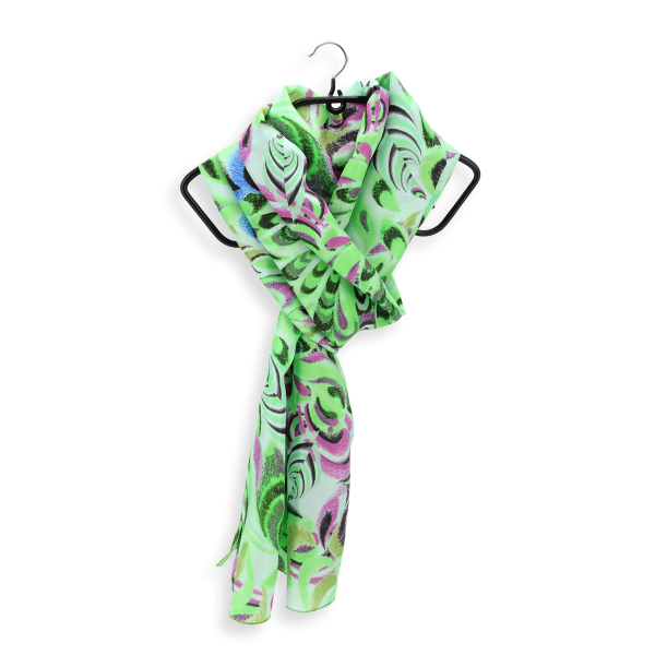 Grand foulard-femme-soie habotai-imprimée-vert