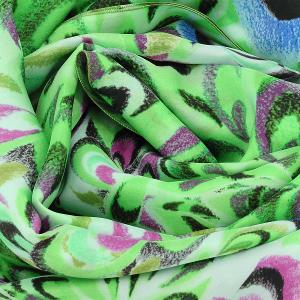 Grand foulard-femme-soie habotai-imprimée-vert