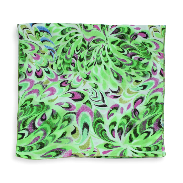 Grand foulard-femme-soie habotai-imprimée-vert