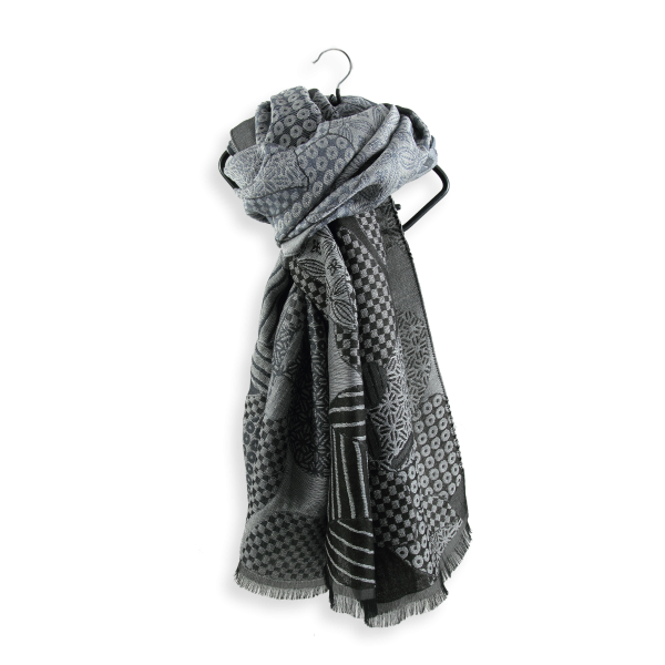 Black-gray-silk-wool-unisex-stole-Amour