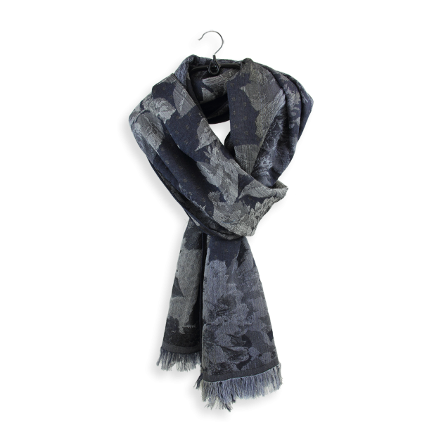 Gray-silk-wool-women’s-stole-flower-power