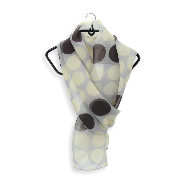 Polka dot-printed-grey-women's-silk-scarf