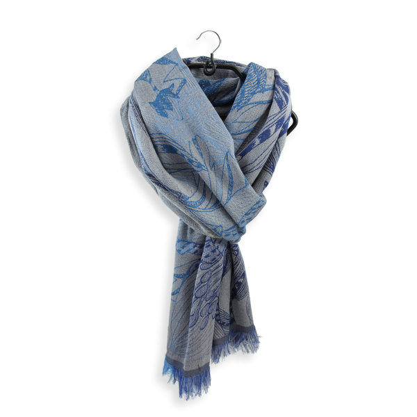 Gray-blue-100% natural-women's-blend-stole-Venise