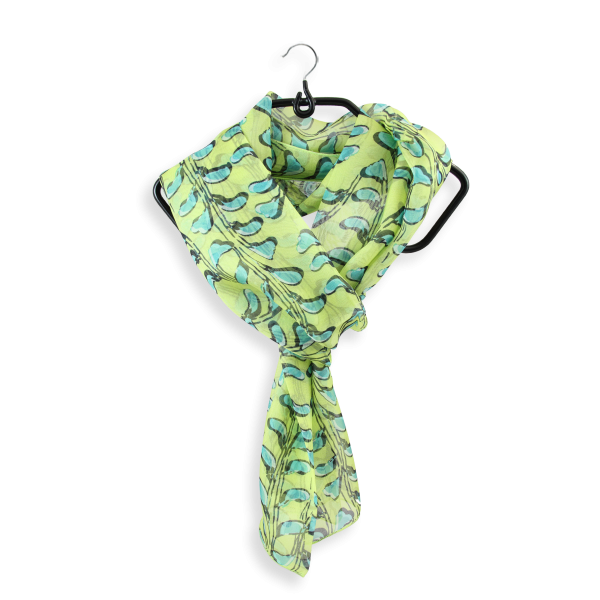 Printed-silk-green-lemon-women's-scarf-Cut