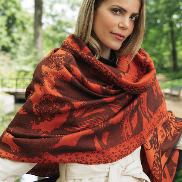 Maxi-etole-femme-laine-soie-coton-orange-Passion