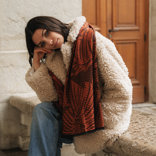 Etole-femme-laine-soie-coton-orange-valparaiso-4A