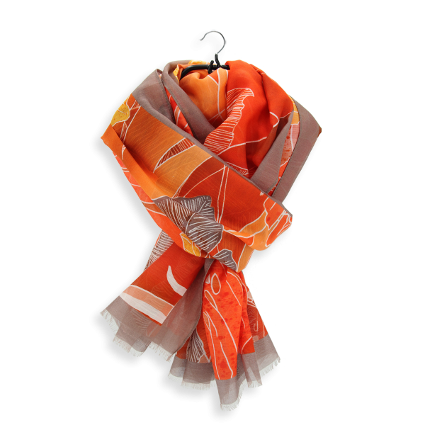 Tropical Jungle-orange-cotton-silk-women’s-stole