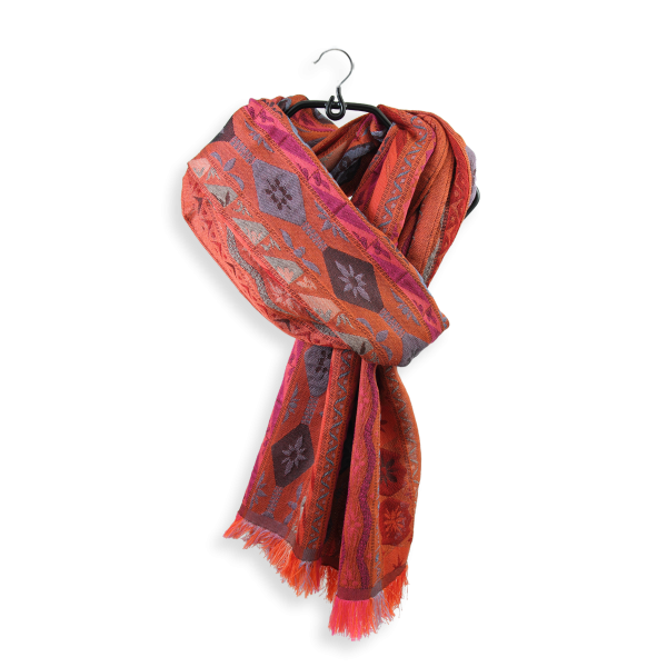 Orange-women’s-wool-cotton-silk-scarf-Chanson