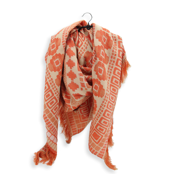 Orange-wool-rayon-women’s-scarf-Rive gauche