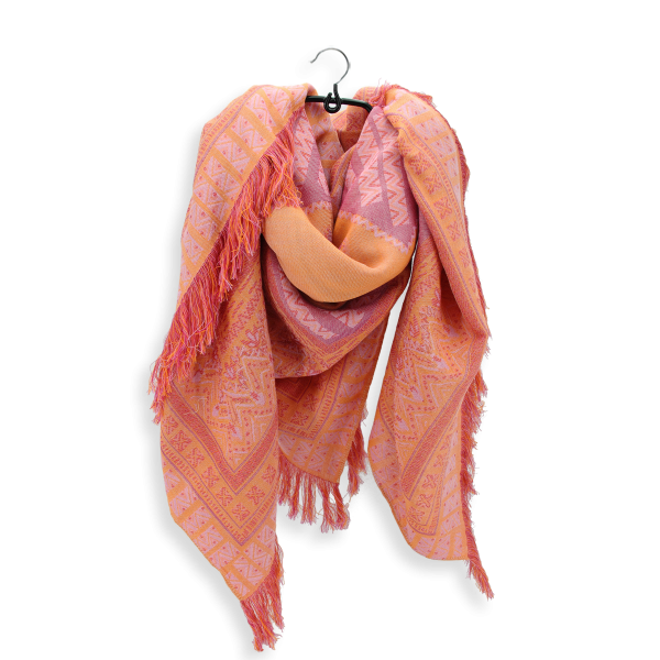 Women's-large stole-wool-orange-Sherazade