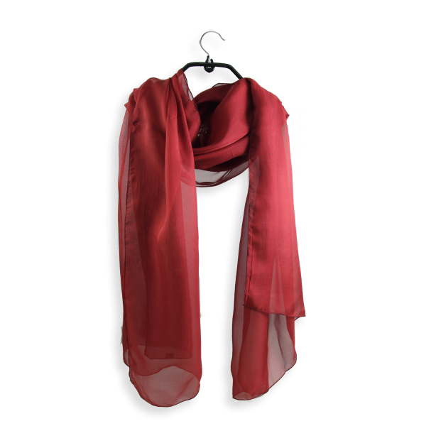 Silk chiffon stole made in France bordeaux red