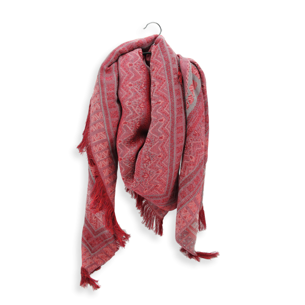 Women's-large stole-wool-red-Sherazade