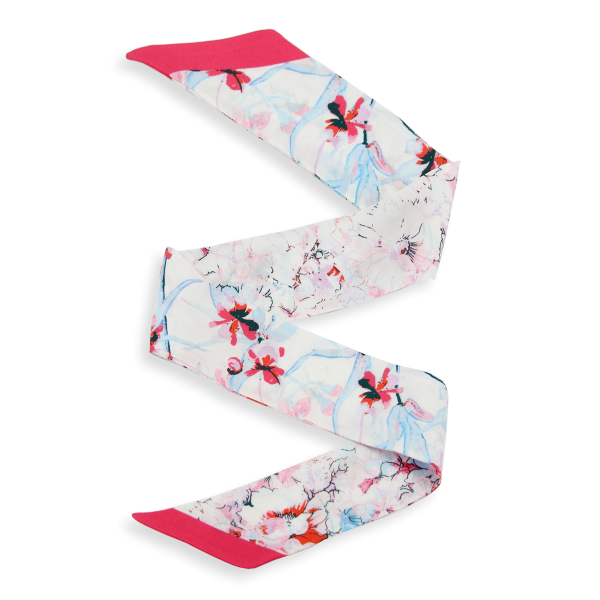 Ruban-imprimé-twill soie bio-rose-Aquarelle