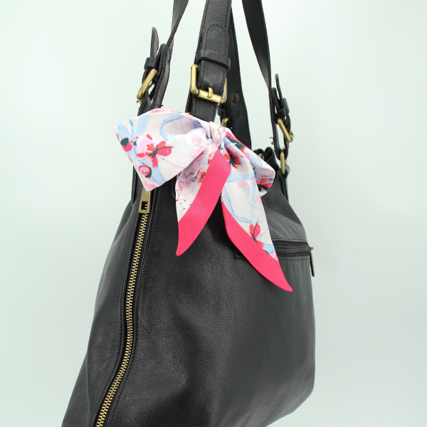 Ruban-imprimé-twill soie bio-rose-Aquarelle
